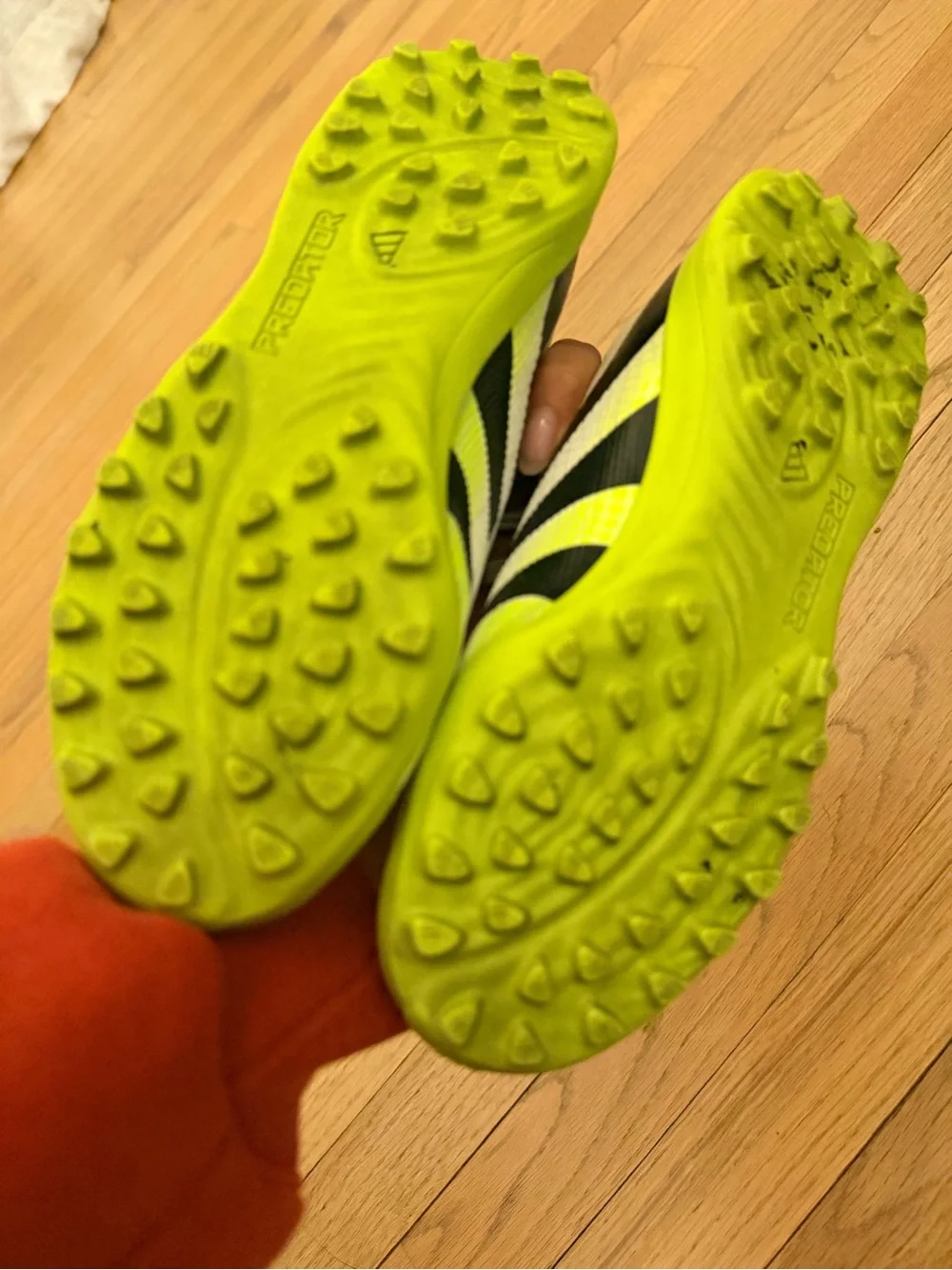 adidas Kids White Black & Neon Green Soccer Shoes